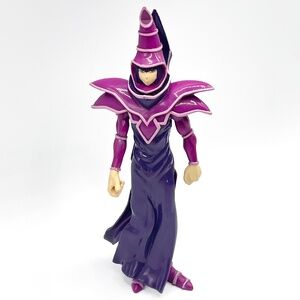 Vintage YuiGiOh Dark Magician Figure PVC Vinyl Wizard Purple Cloak Arm Moves 6”